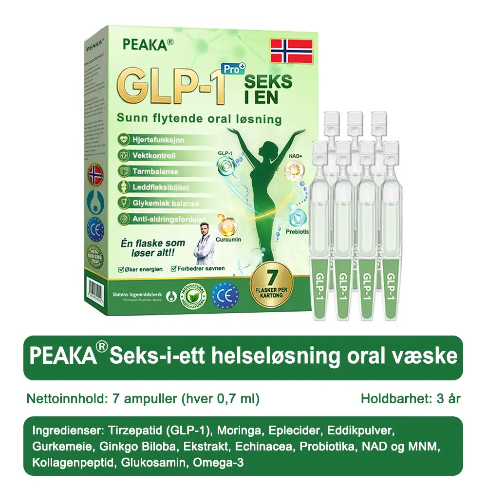| Offisiell Butikk🏥 | 🇳🇴𝐏𝐄𝐀𝐊𝐀® 𝐺𝐿𝑃-𝟏 𝑺𝒊𝒙-𝒊𝒏-𝑶𝒏𝒆 𝑯𝒆𝒂𝒍𝒕𝒉 𝑺𝒐𝒍𝒖𝒕𝒊𝒐𝒏 𝑶𝒓𝒂𝒍 𝑳𝒊𝒒𝒖𝒊𝒅 (𝐁𝐚𝐫𝐞 𝐞́𝐧 𝐠𝐚𝐧𝐠 𝐨𝐦 𝐝𝐚𝐠𝐞𝐧, 𝐬𝐲𝐧𝐥𝐢𝐠𝐞 𝐟𝐨𝐫𝐚𝐧𝐝𝐫𝐢𝐧𝐠𝐞𝐫 𝐩𝐚̊ 𝟕 𝐝𝐚𝐠𝐞𝐫） ✅ For fedme, hjerte- og karsykdommer, diabetes, søvnapné, tarmhelse, leddproblemer og mer 💯