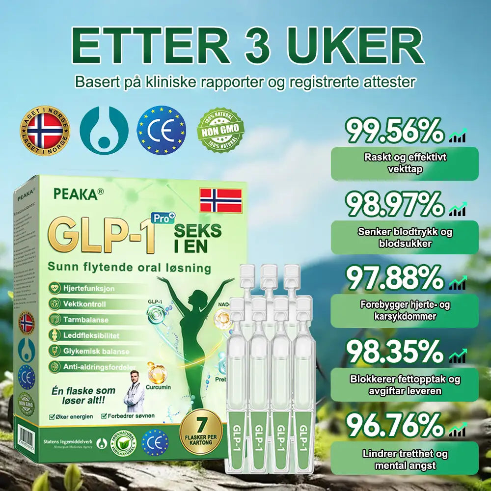 | Offisiell Butikk🏥 | 🇳🇴𝐏𝐄𝐀𝐊𝐀® 𝐺𝐿𝑃-𝟏 𝑺𝒊𝒙-𝒊𝒏-𝑶𝒏𝒆 𝑯𝒆𝒂𝒍𝒕𝒉 𝑺𝒐𝒍𝒖𝒕𝒊𝒐𝒏 𝑶𝒓𝒂𝒍 𝑳𝒊𝒒𝒖𝒊𝒅 (𝐁𝐚𝐫𝐞 𝐞́𝐧 𝐠𝐚𝐧𝐠 𝐨𝐦 𝐝𝐚𝐠𝐞𝐧, 𝐬𝐲𝐧𝐥𝐢𝐠𝐞 𝐟𝐨𝐫𝐚𝐧𝐝𝐫𝐢𝐧𝐠𝐞𝐫 𝐩𝐚̊ 𝟕 𝐝𝐚𝐠𝐞𝐫） ✅ For fedme, hjerte- og karsykdommer, diabetes, søvnapné, tarmhelse, leddproblemer og mer 💯